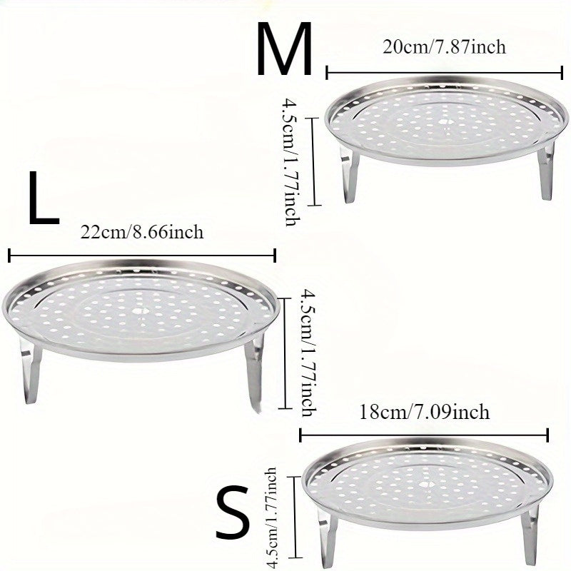 Stainless Steel Steamer Racks Set of 3 - Versatile Round Steaming Trays, Canning Jar Rack Insert, Sturdy Stand for Pots and Kitchen Tools