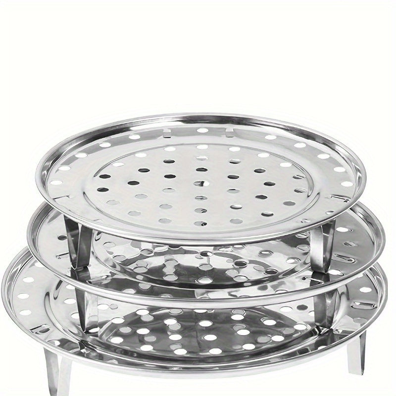 Stainless Steel Steamer Racks Set of 3 - Versatile Round Steaming Trays, Canning Jar Rack Insert, Sturdy Stand for Pots and Kitchen Tools