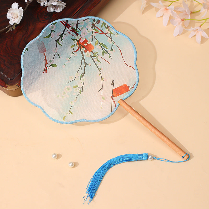 1 Piece Gift Set of Handmade Silk Paddle Fans with Double-Sided Embroidery, featuring Traditional Suzhou Craft. Perfect as an Elegant Cheongsam Accessory, suitable for Weddings and Daily Use.