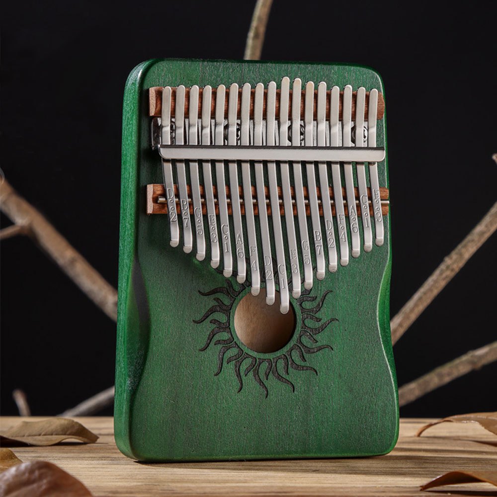 21-Key Kalimba Thumb Piano, made of solid wood, includes tuning hammer and accessories, perfect for beginners and gifting.