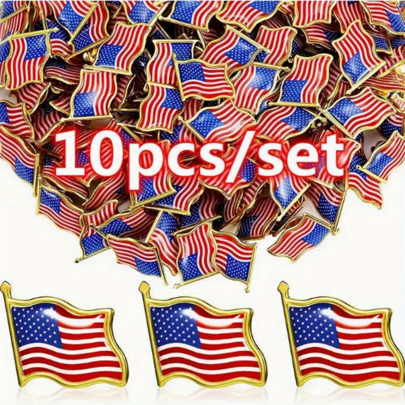 USA Lapel Pins available in sets of 10, 30, 50, or 100 - Unisex Patriotic American Flag Pins for all Occasions