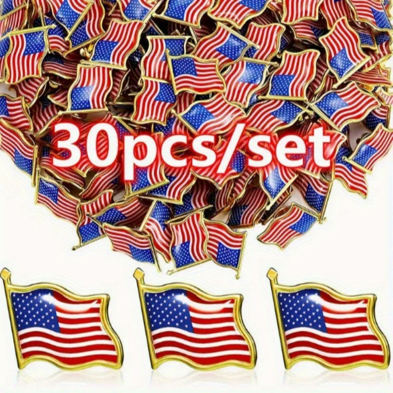 USA Lapel Pins available in sets of 10, 30, 50, or 100 - Unisex Patriotic American Flag Pins for all Occasions