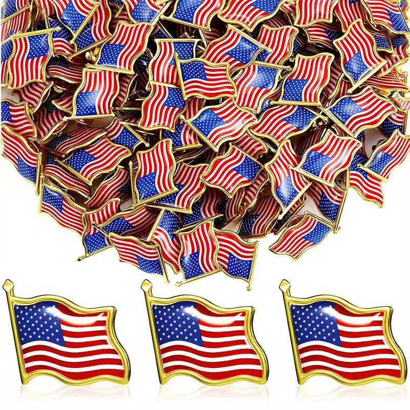 USA Lapel Pins available in sets of 10, 30, 50, or 100 - Unisex Patriotic American Flag Pins for all Occasions