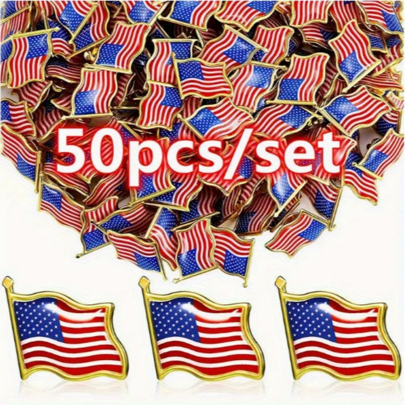 USA Lapel Pins available in sets of 10, 30, 50, or 100 - Unisex Patriotic American Flag Pins for all Occasions