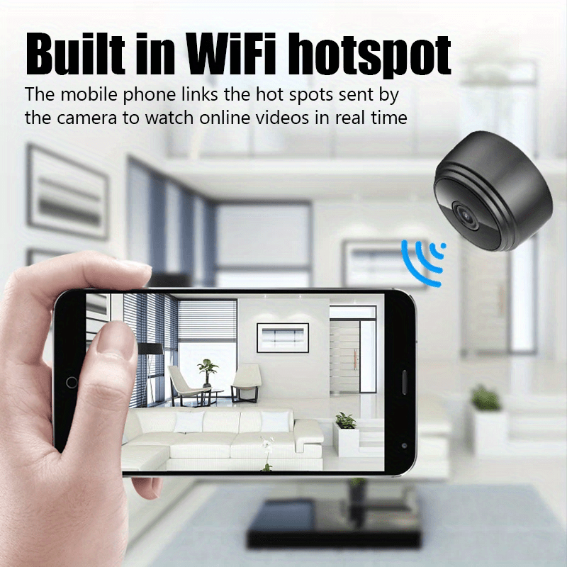 TERUHAL 480p WiFi Security Camera with Mobile App Control, Rechargeable Lithium Polymer Battery, Dual Power USB/Battery, Indoor Surveillance for Smart Homes.