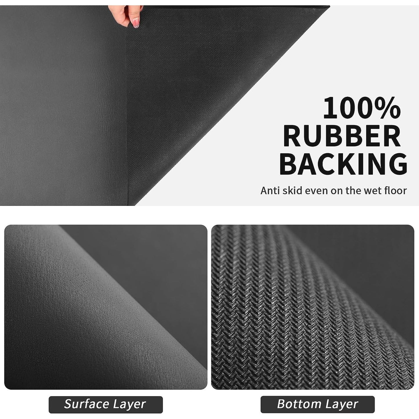 Highly absorbent kitchen drying mat with heat resistant, non-slip rubber backing - ideal for home and restaurant use.