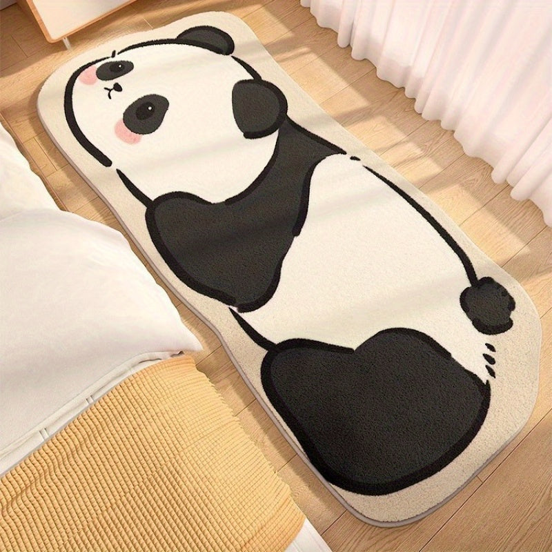 Area rug shaped like cartoon animals - adorable plush mat for bedroom, hand washable and soft polyester blend, perfect for room decor and indoor use. Choose from cute bear and panda designs.