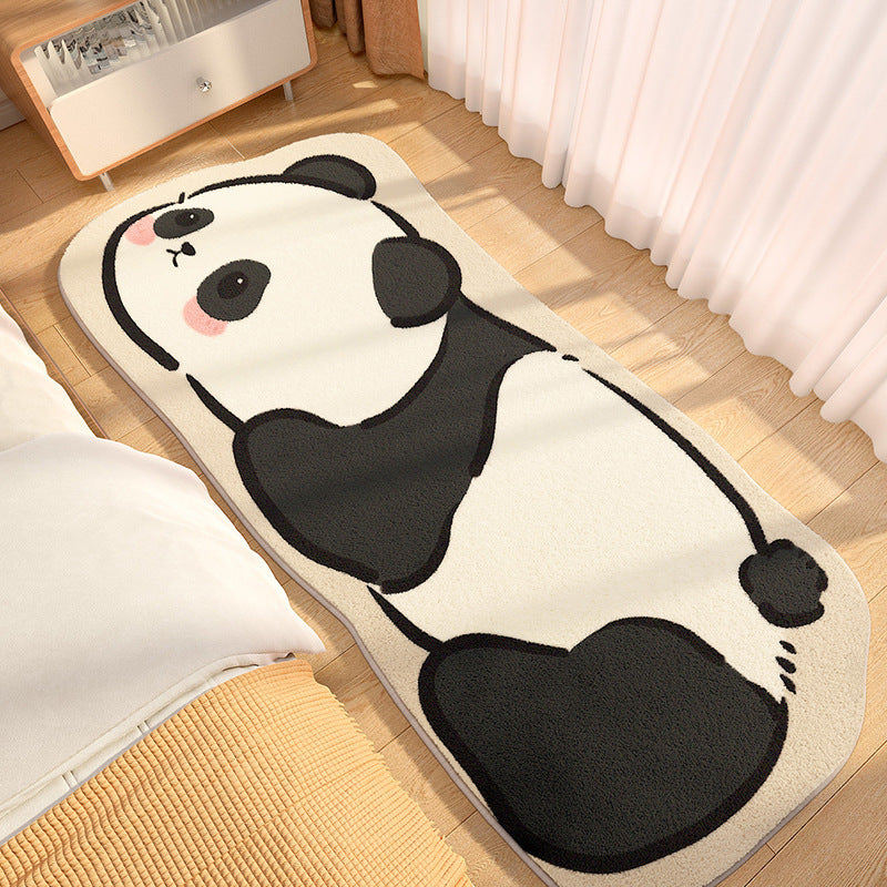 Area rug shaped like cartoon animals - adorable plush mat for bedroom, hand washable and soft polyester blend, perfect for room decor and indoor use. Choose from cute bear and panda designs.