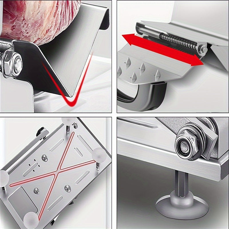 Adjustable Thickness Manual Slicer for Meat, Fruits, and Vegetables - Versatile Metal Kitchen Tool