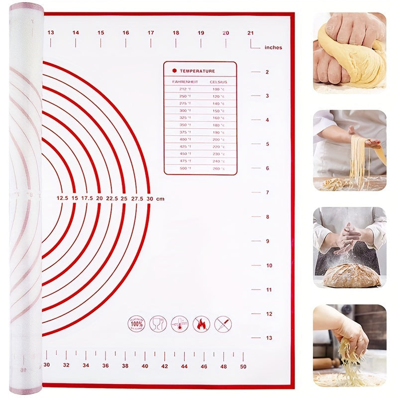 Essential Kitchen Gadget: Non-Stick Silicone Pastry Mat for Pizza, Cakes, and Cookies - Extra-Large Size 60.2cm x 39.88cm - Food-Safe and Perfect for Baking and Dough Rolling