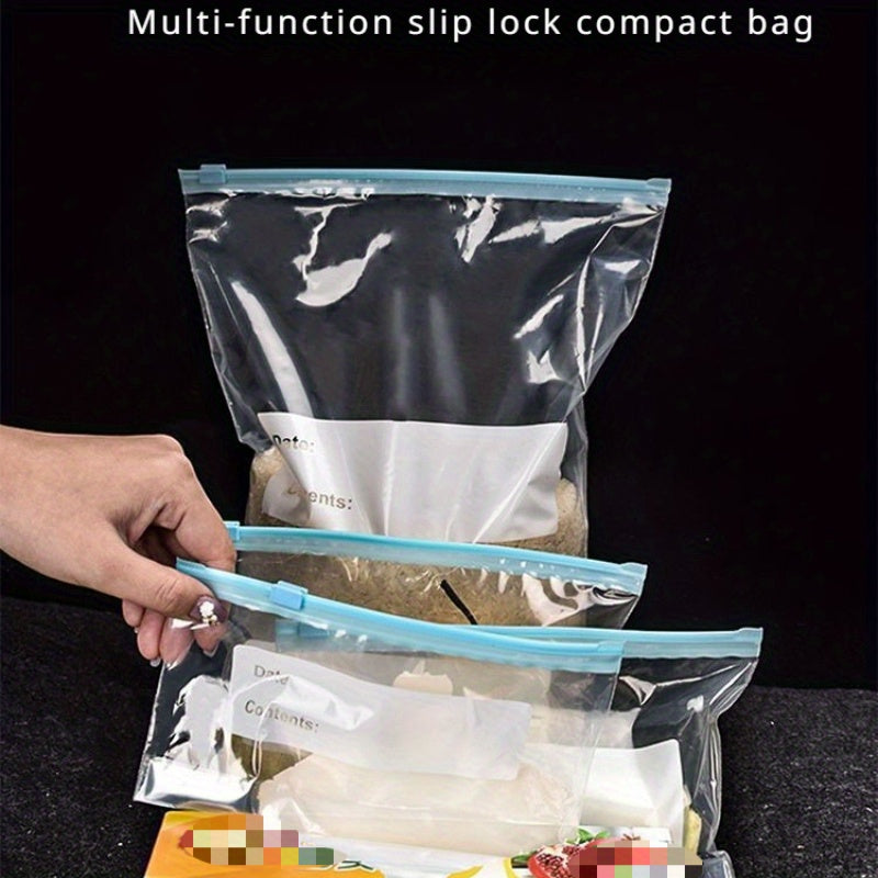 Set of 10 Reusable Food Storage Bags in 3 Sizes - Clear and Durable, Made from Food-Grade Plastic, Perfect for Organizing Grains, Nuts, Tea, and More in the Fridge