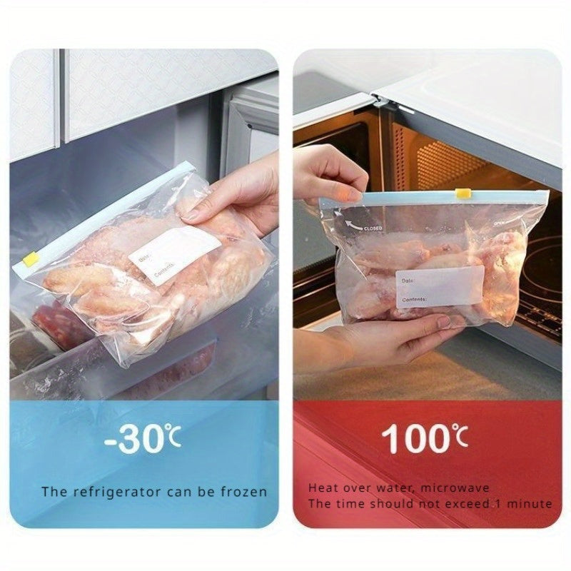 Set of 10 Reusable Food Storage Bags in 3 Sizes - Clear and Durable, Made from Food-Grade Plastic, Perfect for Organizing Grains, Nuts, Tea, and More in the Fridge