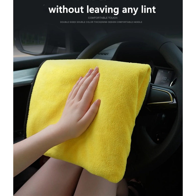 Large microfiber towel for washing and drying cars, ideal for car care detailing.