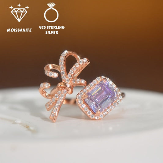 Beautiful 2ct Purple Emerald Cut Moissanite Ring - Made with 925 Sterling Silver, Ideal for Birthdays & Special Celebrations, also Perfect for Weddings.