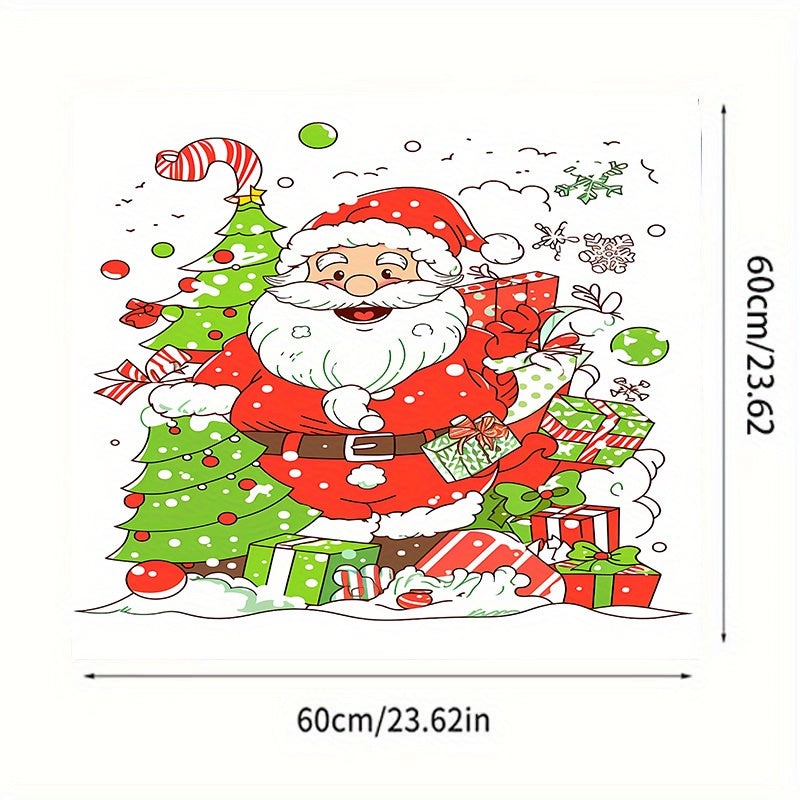 Polyester Santa Claus Design Top Cover Pad for Washing Machine - Festive Christmas Decor for Home and Parties. Versatile Dust Cover for Fridge, Nightstand, and Appliances - Protects Surfaces. 1 Piece Set.