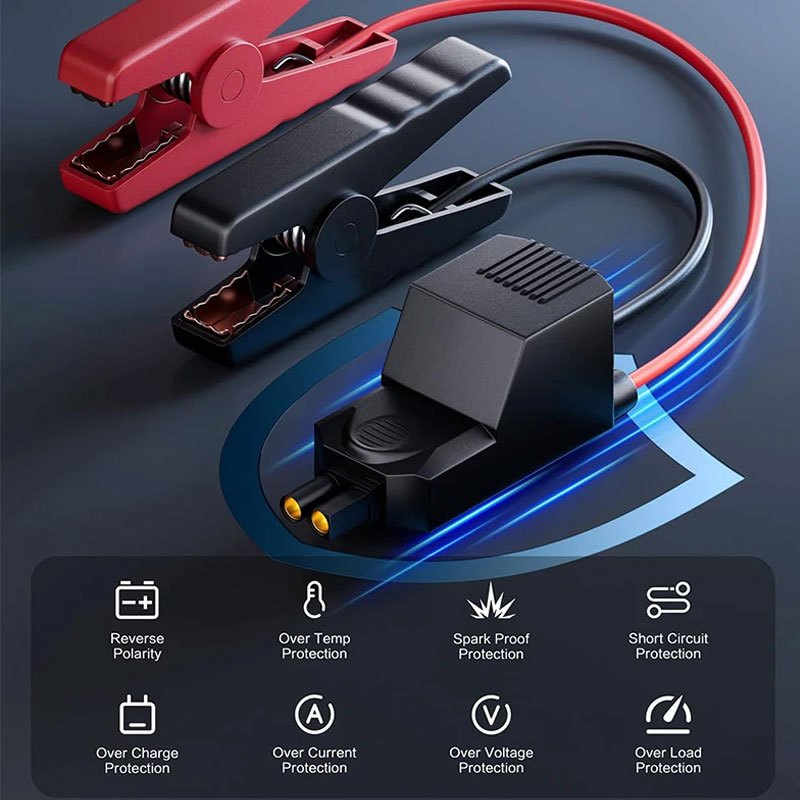 EAFC MultiFunction Portable Car Jump Starter for 6.0L Gasoline Car and 4.0L Diesel Car, with Wireless Charging, Rechargeable Lithium Battery, 10W Output Power, and USB Charging.