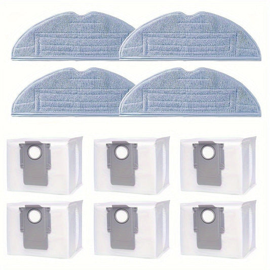 Replacement kit for Roborock S7/S7 MaxV/S7 MaxV Plus/S7 MaxV Ultra/S7 Pro Ultra/S8/S8+ Series Robot Vacuum includes 6 dust bags and 4 microfiber mop pads. Featuring strong adhesion and sealed technology, this kit also includes plastic floor attachment