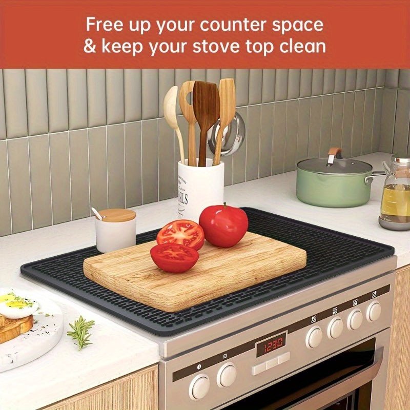 Black Silicone Stove Top Cover Mat - Oversized at 71.12cm x 50.8cm, Heat-Resistant and Non-Slip, Perfect for Electric and Glass Cooktops, Great for RVs and Kitchens