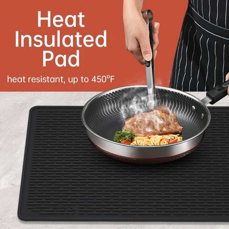 Black Silicone Stove Top Cover Mat - Oversized at 71.12cm x 50.8cm, Heat-Resistant and Non-Slip, Perfect for Electric and Glass Cooktops, Great for RVs and Kitchens