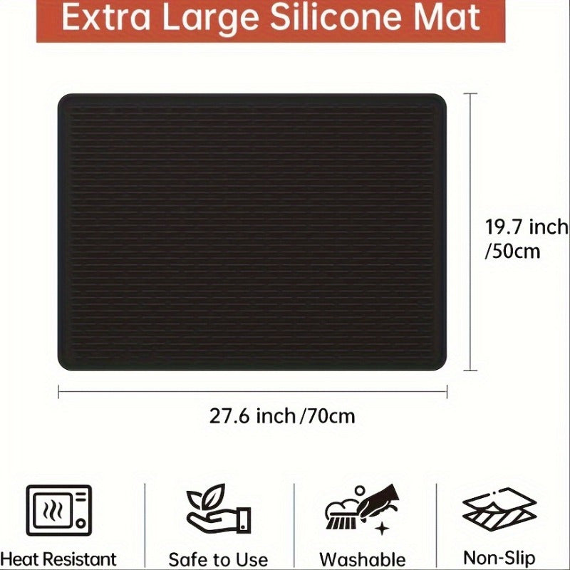 Black Silicone Stove Top Cover Mat - Oversized at 71.12cm x 50.8cm, Heat-Resistant and Non-Slip, Perfect for Electric and Glass Cooktops, Great for RVs and Kitchens