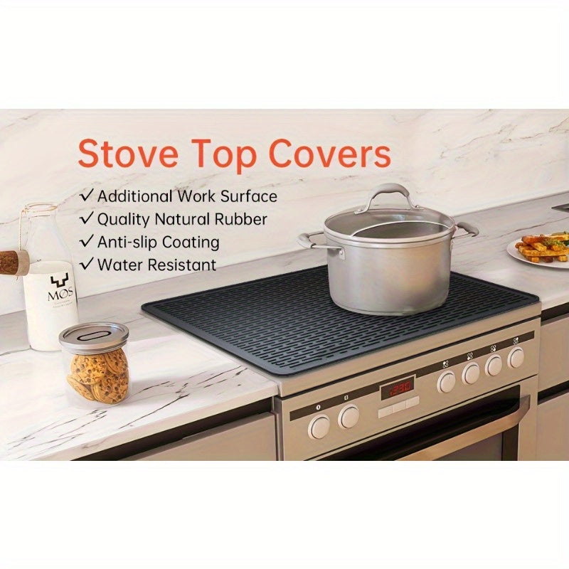 Black Silicone Stove Top Cover Mat - Oversized at 71.12cm x 50.8cm, Heat-Resistant and Non-Slip, Perfect for Electric and Glass Cooktops, Great for RVs and Kitchens