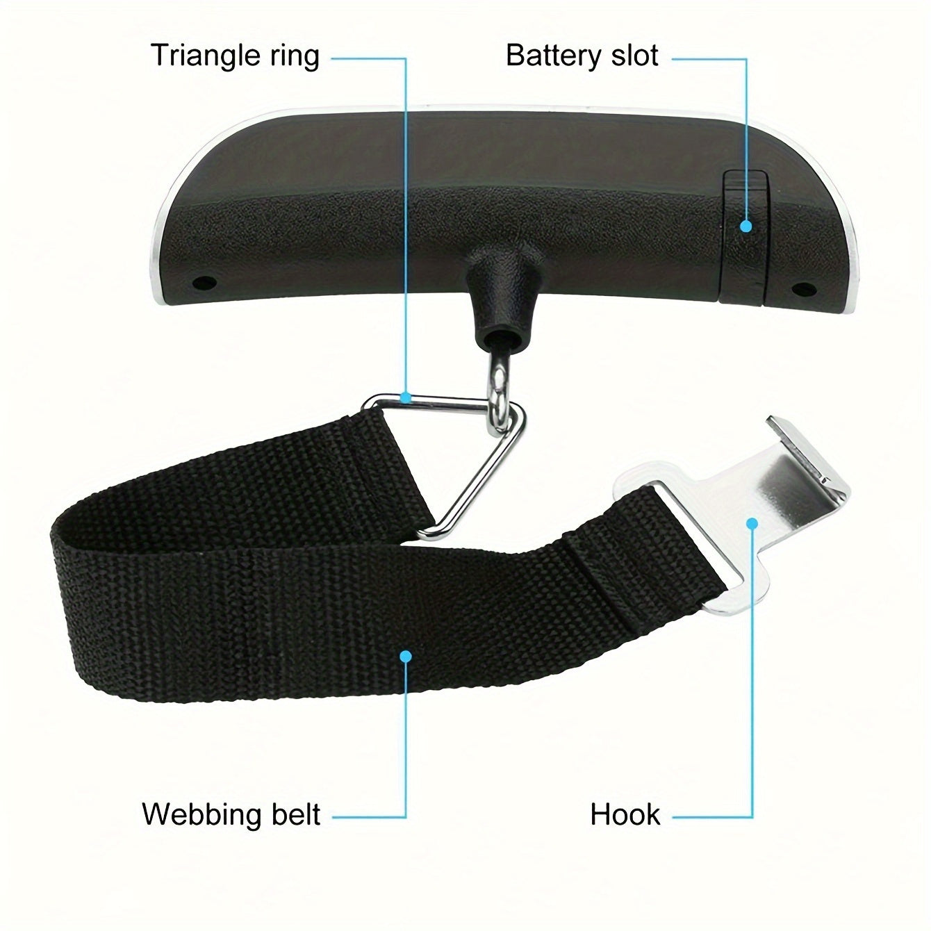 Portable Digital Luggage Scale with Backlit LCD Display, 110lb/50kg Capacity, Metal Handheld design for Easy Travel, Battery Included, Tare Function - Not Suitable for Food Weighing.