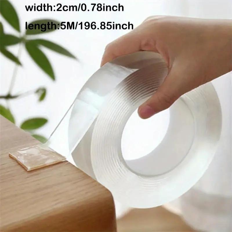 Nano double-sided tape for multiple uses in home, kitchen, bathroom, office, and car. Washable and reusable.