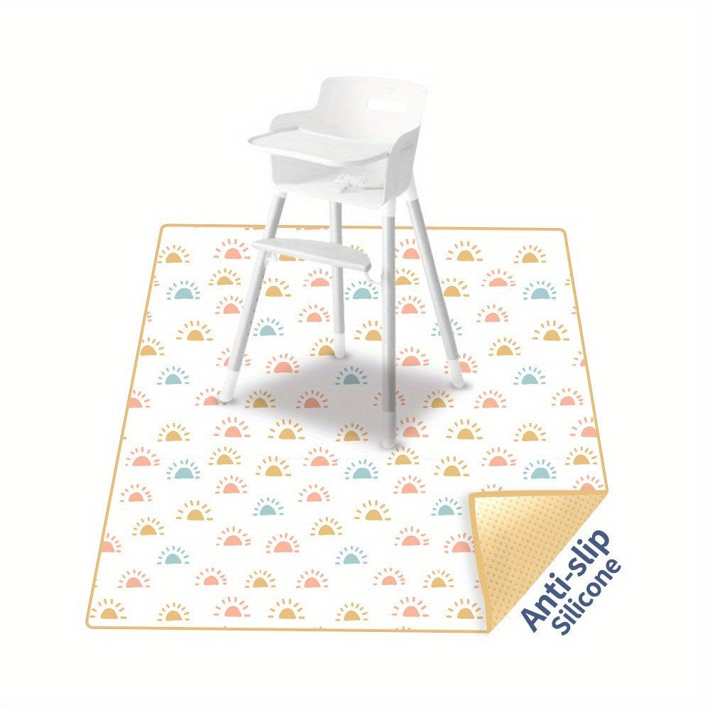 Cheerful Waterproof Kids Feeding Mat - Non-Slip, Easy-to-Clean High Chair Splash Guard with Vibrant Design