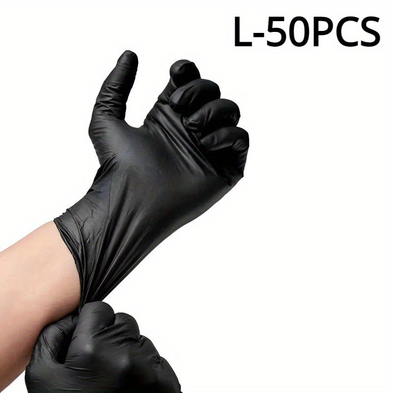 Pack of 100/50 Black Disposable Nitrile Gloves - No Latex or Powder, Ideal for Tattooing, Manicures, and Salon Sanitation, Single-Use Protective Gear