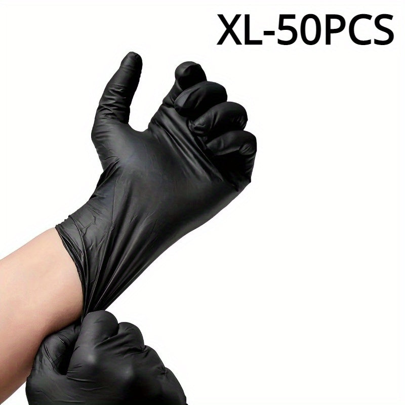 Pack of 100/50 Black Disposable Nitrile Gloves - No Latex or Powder, Ideal for Tattooing, Manicures, and Salon Sanitation, Single-Use Protective Gear