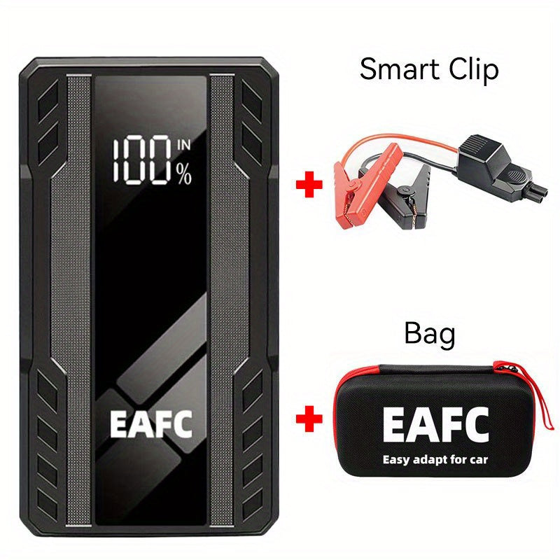 EAFC 1200A Portable Car Jump Starter with USB Type-C Rechargeable, LED Lighting, Digital Display for 3.0L Petrol & Diesel Engines - Emergency Auto Starting Device.