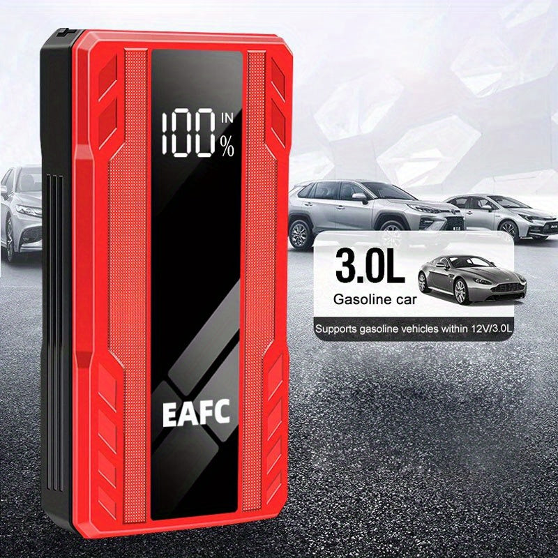 EAFC 1200A Portable Car Jump Starter with USB Type-C Rechargeable, LED Lighting, Digital Display for 3.0L Petrol & Diesel Engines - Emergency Auto Starting Device.