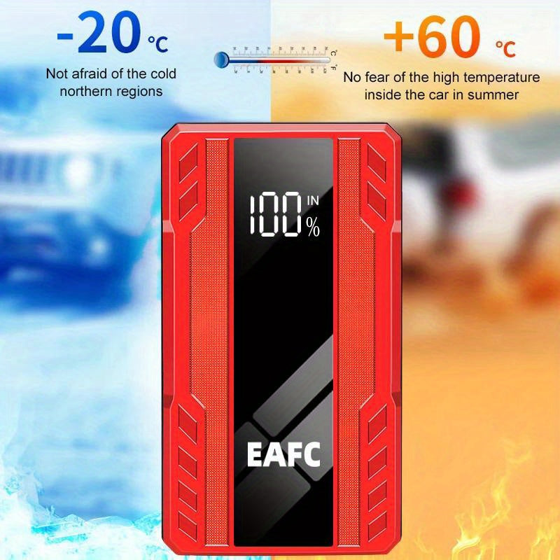 EAFC 1200A Portable Car Jump Starter with USB Type-C Rechargeable, LED Lighting, Digital Display for 3.0L Petrol & Diesel Engines - Emergency Auto Starting Device.