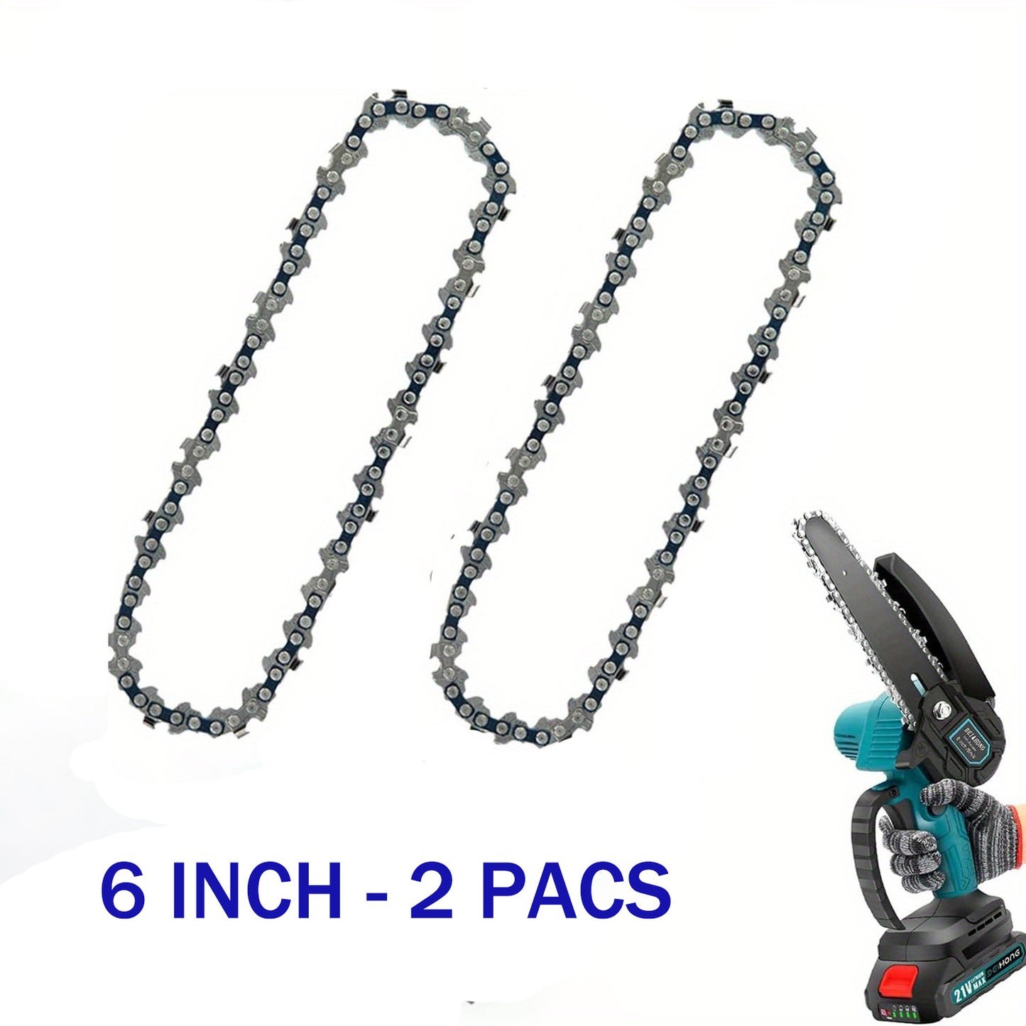 High-carbon steel mini chainsaw chains, durable replacements for cordless electric chainsaws, ideal for pruning and wood cutting, 15.24 cm.