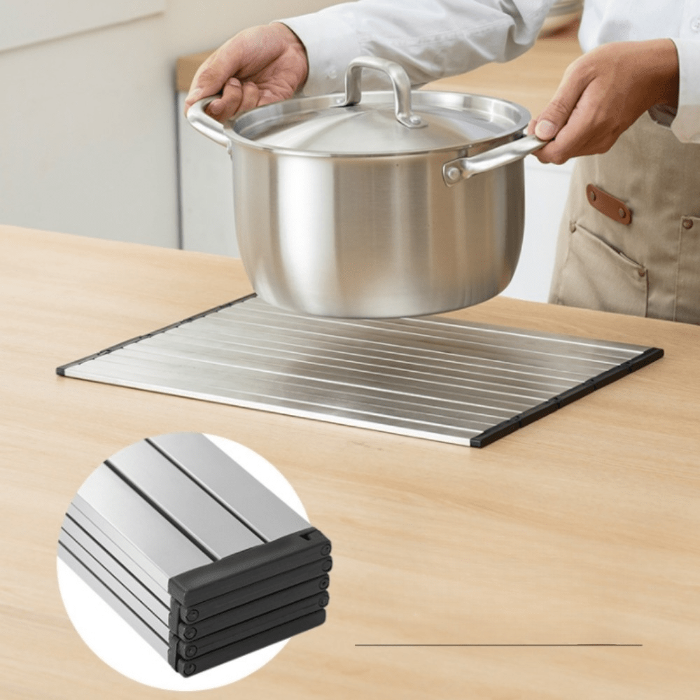 Stainless Steel Foldable Cutting Board with Drain Rack - Hygienic, Non-Slip, Double-Sided for Meal Preparation and Defrosting - Perfect for Home Cooking and Special Occasions, Convenient Holiday Kitchen Tool | Space-Saving Design | Long-Lasting Durability