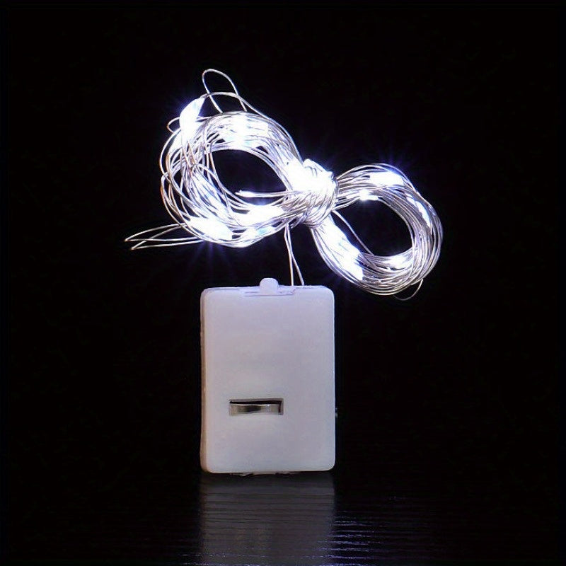 10 Mini LED Fairy Lights - Battery Operated Copper Wire String for Christmas & Mother's Day Decor, Ideal for Christmas