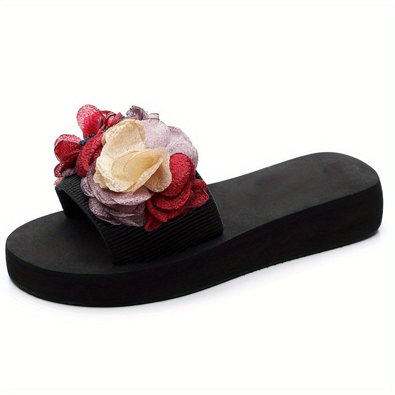 Women's flower decor slide sandals perfect for summer, casual and comfortable.