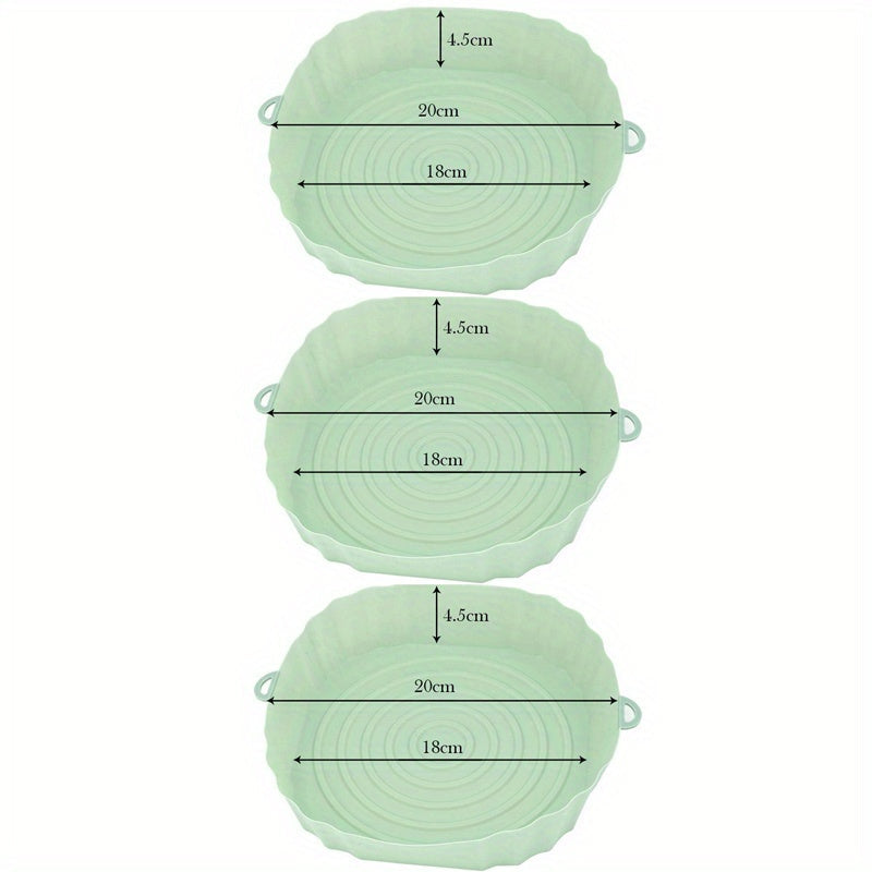 Набор из 3 силиконовых подкладок для фритюрниц - 18,01 см, прочные антипригарные коврики для корзин фритюрниц, высококачественные силиконовые подносы для еды, необходимые кухонные инструменты для фритюра, выпечки и приготовления в духовке