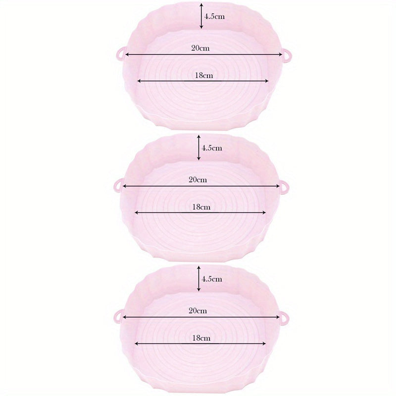 Набор из 3 силиконовых подкладок для фритюрниц - 18,01 см, прочные антипригарные коврики для корзин фритюрниц, высококачественные силиконовые подносы для еды, необходимые кухонные инструменты для фритюра, выпечки и приготовления в духовке