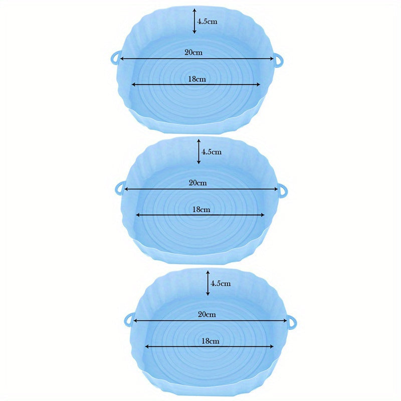 Набор из 3 силиконовых подкладок для фритюрниц - 18,01 см, прочные антипригарные коврики для корзин фритюрниц, высококачественные силиконовые подносы для еды, необходимые кухонные инструменты для фритюра, выпечки и приготовления в духовке
