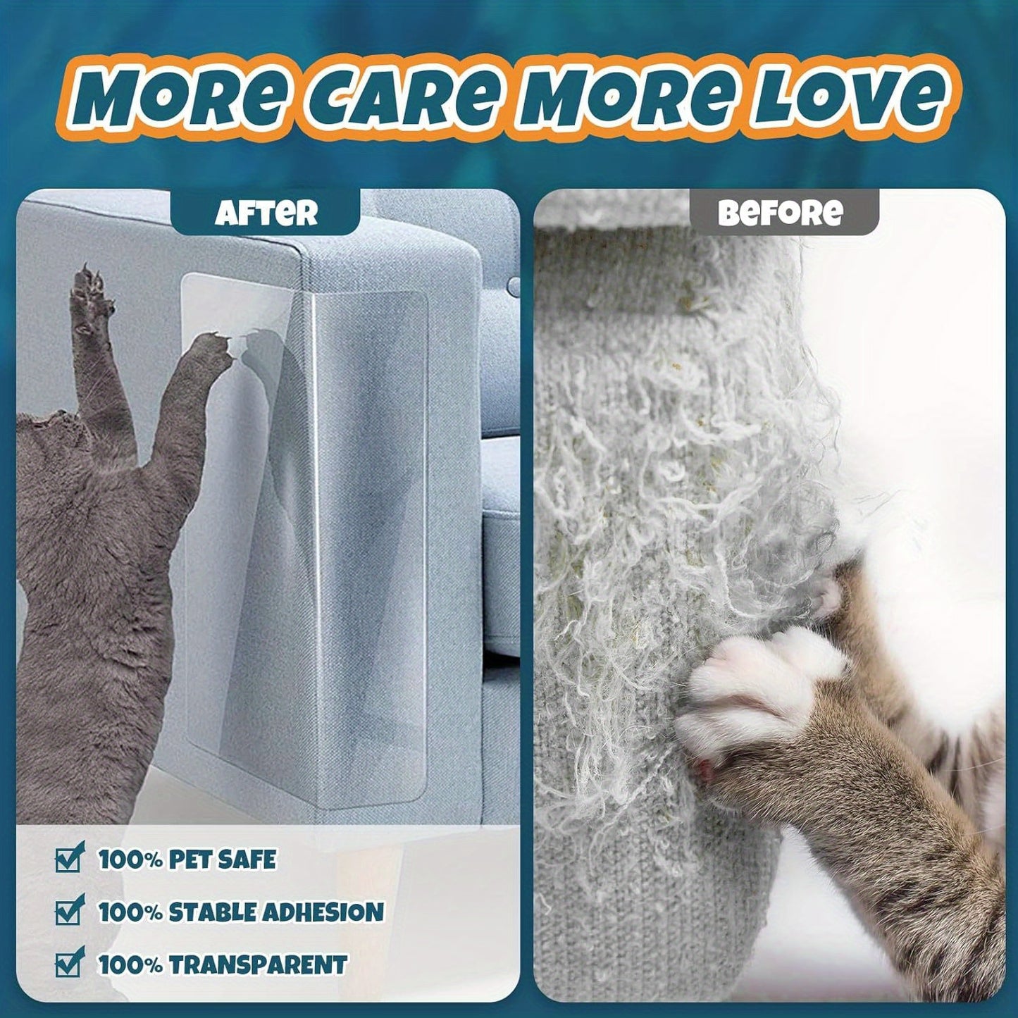 Easy-Apply Cat Scratch Guard - Self-adhesive furniture protector, safe for pets, no nails needed.