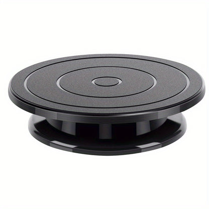 Black Cake Turntable Set with Cream Scraper and Spatula.