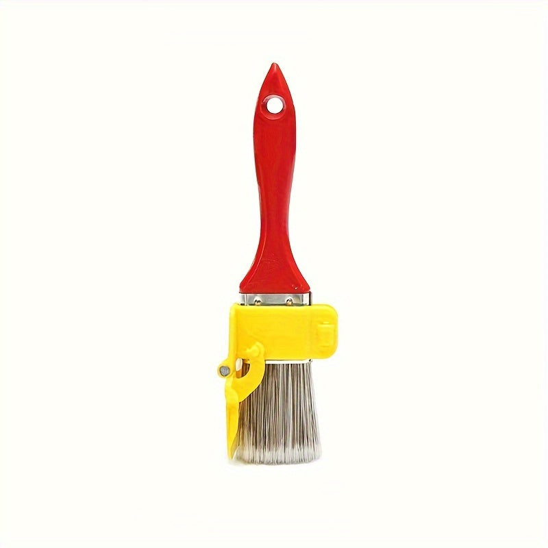 The Painter's Edge Brush is a versatile 2-in-1 tool featuring a color separation guide for precise painting. With a durable plastic handle, this multi-use DIY tool is perfect for edging frames, walls, windows, and ceilings. No electricity is needed