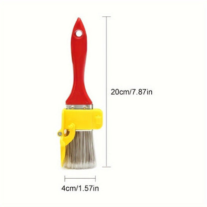 The Painter's Edge Brush is a versatile 2-in-1 tool featuring a color separation guide for precise painting. With a durable plastic handle, this multi-use DIY tool is perfect for edging frames, walls, windows, and ceilings. No electricity is needed