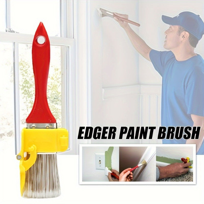 The Painter's Edge Brush is a versatile 2-in-1 tool featuring a color separation guide for precise painting. With a durable plastic handle, this multi-use DIY tool is perfect for edging frames, walls, windows, and ceilings. No electricity is needed