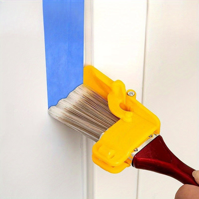 The Painter's Edge Brush is a versatile 2-in-1 tool featuring a color separation guide for precise painting. With a durable plastic handle, this multi-use DIY tool is perfect for edging frames, walls, windows, and ceilings. No electricity is needed