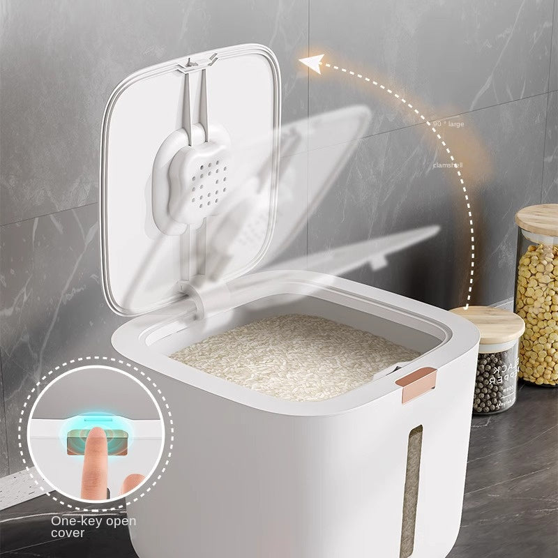 Essential Kitchen Organization: Premium Airtight Rice Dispenser - Keeps Rice, Cereals, Grains, and Flours Fresh with Insect and Moisture Proof Food-Grade Plastic Storage Container