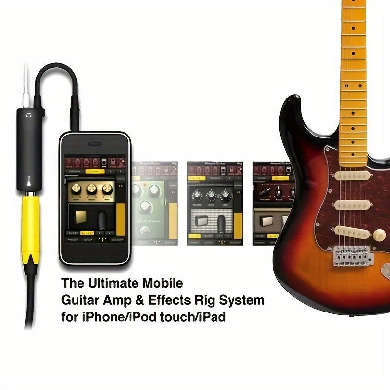 Phone guitar interface for high-quality audio recording and tuning. Essential guitar accessory.