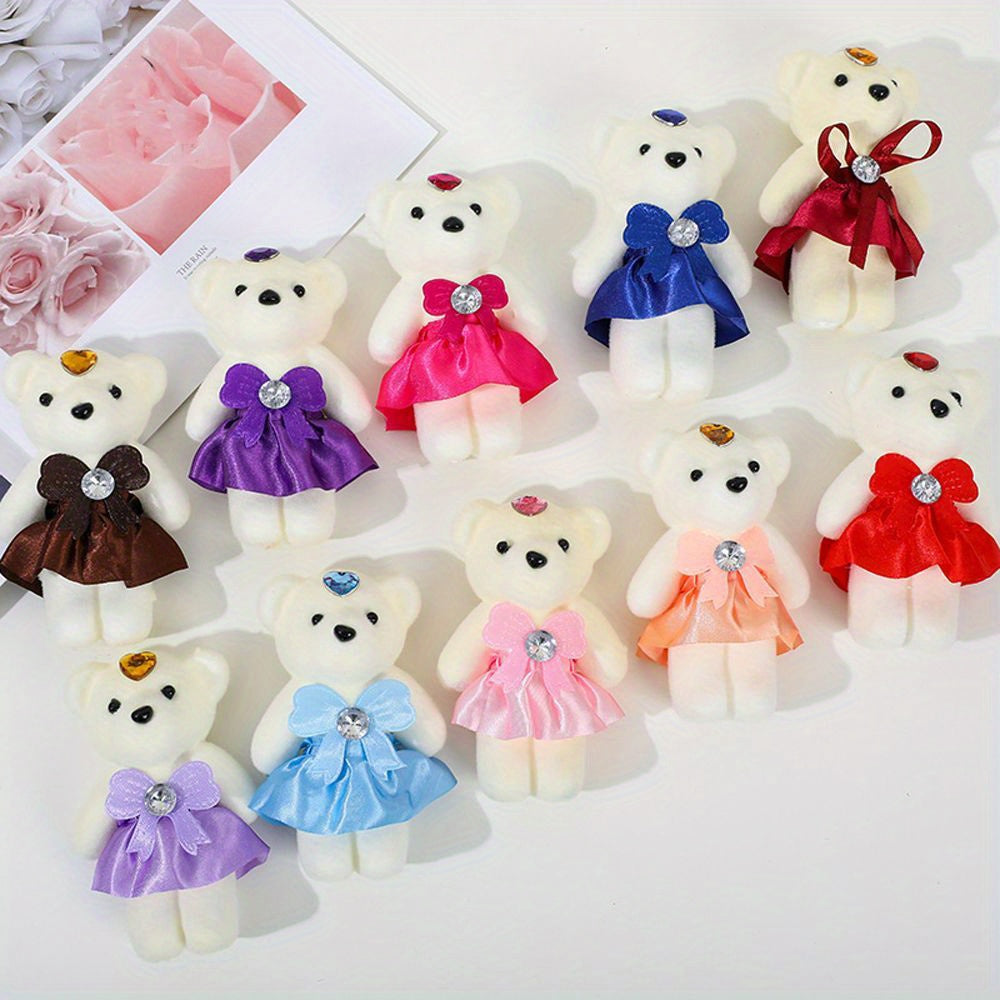 Small bear bouquet with 10 pieces for birthdays, weddings, Valentine's Day, featuring hard foam and plush materials.