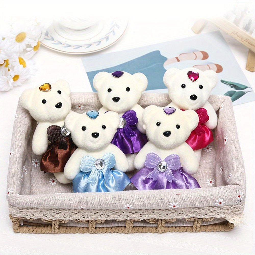 Small bear bouquet with 10 pieces for birthdays, weddings, Valentine's Day, featuring hard foam and plush materials.